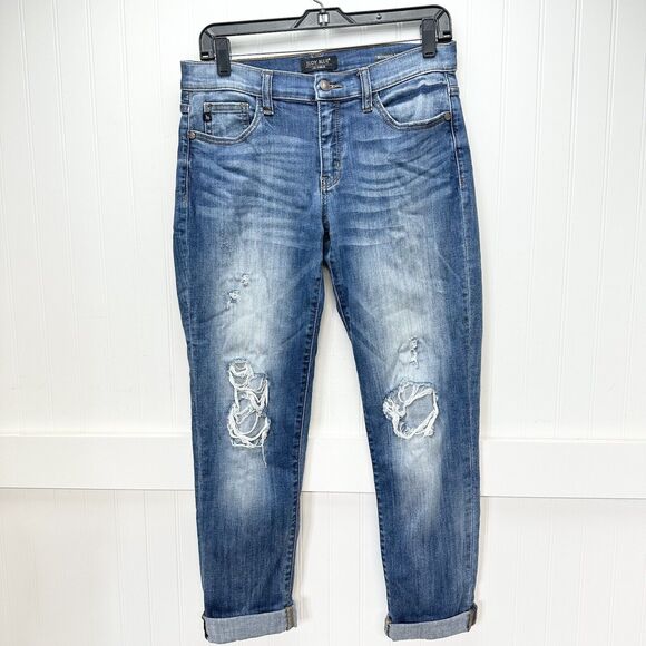 Judy Blue Denim - Judy Blue Jeans Womens 7/28 Blue Boyfriend Midrise Denim Distressed Medium Wash
